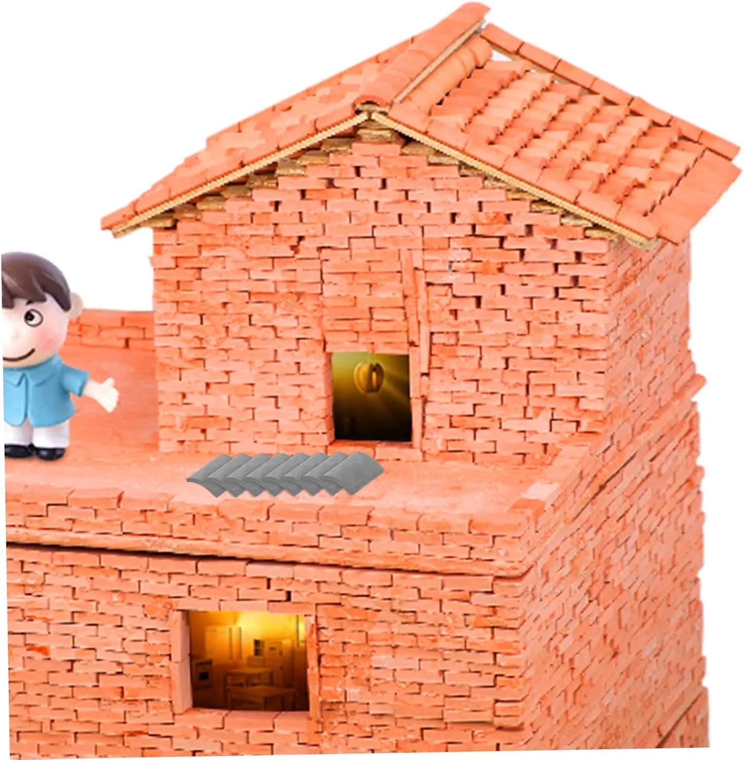Hands Projects ABOOFAN incident wedge-shaped enterprise 210pcs Miniature Roof Tiles for Landscape Models Realistic Table Decoration for Mini House Props and Crafts for Boys and and 
