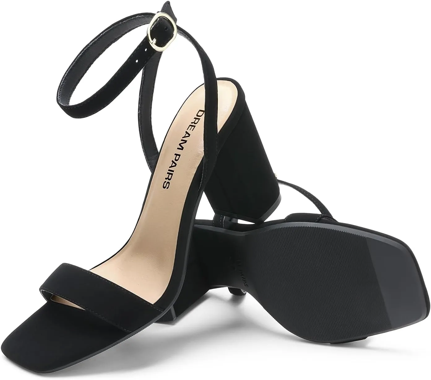 Heeled Sandals for Party Wedding Daily DREAM PAIRS Women's thrifty Chunky Heels Square Open Toe Ankle Buckle Strappy Block 