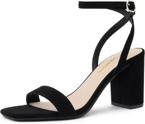 Heeled Sandals for Party Wedding Daily DREAM PAIRS Women's thrifty Chunky Heels Square Open Toe Ankle Buckle Strappy Block 