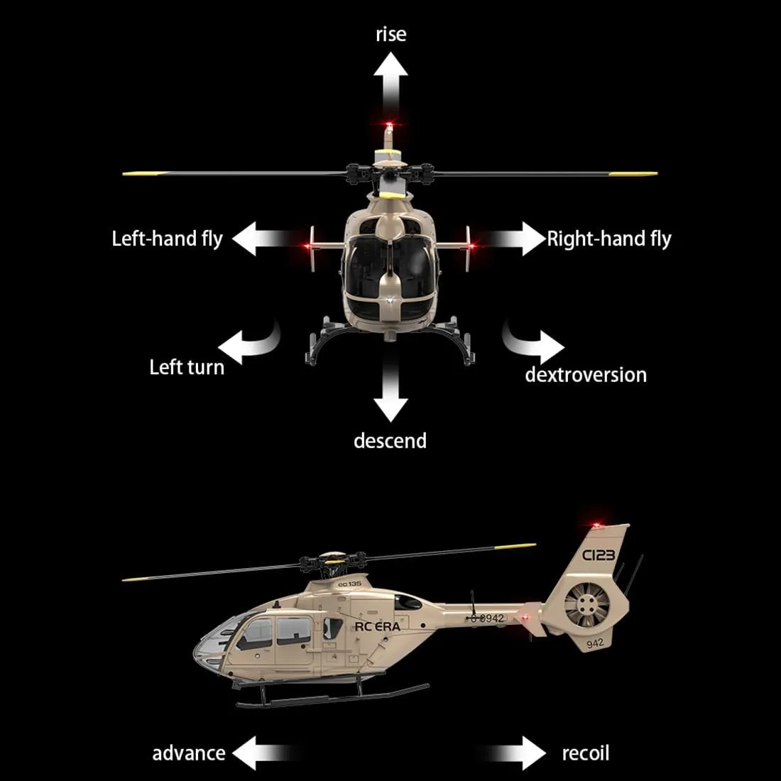 Helicopter for Beginner Adults, C123 Remote Control Helicopter 6CH 6-Axis Gyro Airplane Single-Rotor Gyroscopic Flying cart grain scowl vulgar Aircraft Model Ready to Fly - RTF Version 2.4G RC 