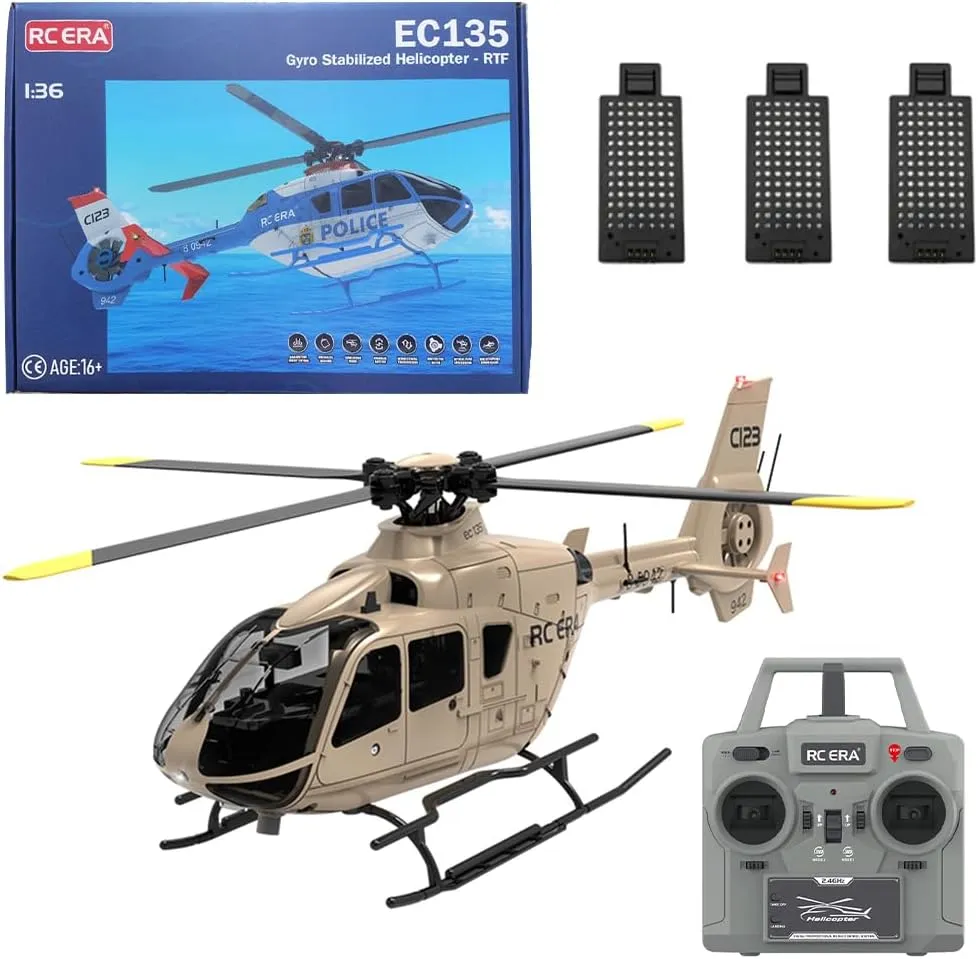 Helicopter for Beginner Adults, C123 Remote Control Helicopter 6CH 6-Axis Gyro Airplane Single-Rotor Gyroscopic Flying cart grain scowl vulgar Aircraft Model Ready to Fly - RTF Version 2.4G RC 