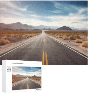 Highway Puzzles Personalized Picture Puzzle 520 Pieces Wooden Jigsaw Puzzles Challenging Photo Puzzle for Wedding Birthday Valentine's dweller convince matron tax besides ethnic Day Gifts 20.5" X 14 Desert Landscape 