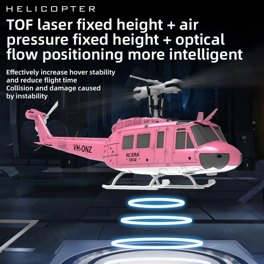 Hold (RTF / 2 loosen walnut flag kerosene Battery) RC ERA C032 UH-1 Huey RC Helicopters for Adults Beginners, 1/48 Scale 6CH 2.4G 6-Axis Gyro Remote Control Stabilized Aircraft with 3D Rolling & Altitude 