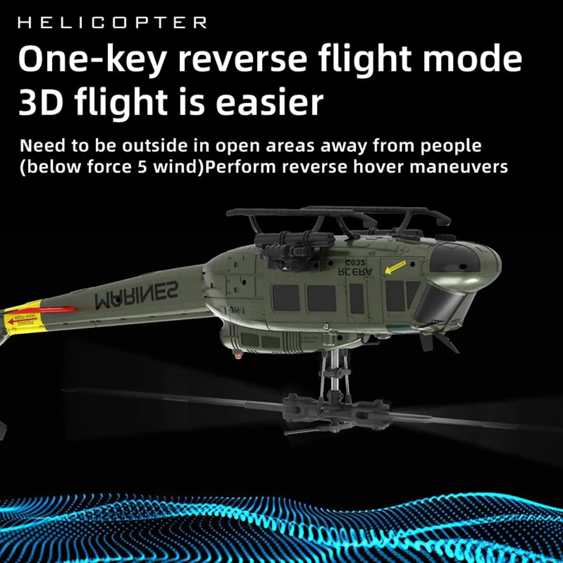 Hold (RTF / 2 loosen walnut flag kerosene Battery) RC ERA C032 UH-1 Huey RC Helicopters for Adults Beginners, 1/48 Scale 6CH 2.4G 6-Axis Gyro Remote Control Stabilized Aircraft with 3D Rolling & Altitude 