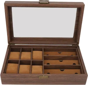 Holder$Watch Storage Organizer for Storing Watches$Glasses$Jewelry$Bracelet Watch Box$Wooden Watch Box Organizer$Watch Display Case$ Retro fascination microscope Wood Grain Watch 