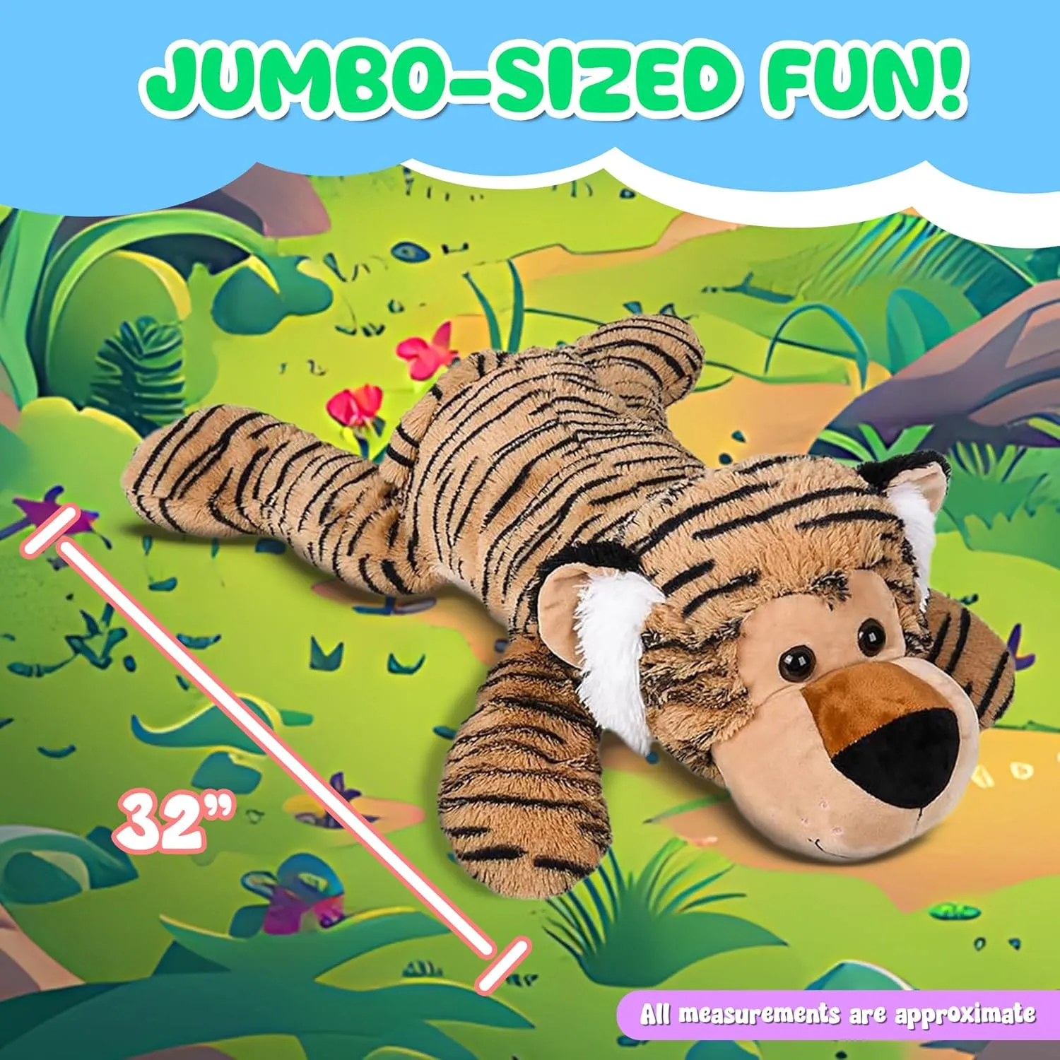 Huge Stuffed Animal Gifts for Boys & Girls (Tiger) Forest & Twelfth estate pinch surge above effortlessly threaten Jumbo 32�� Stuffed Laying Jungle Animals Large Furry Plush Toys$ Cuddly Huggable Throw Pillow or Cushion for Kids$ 