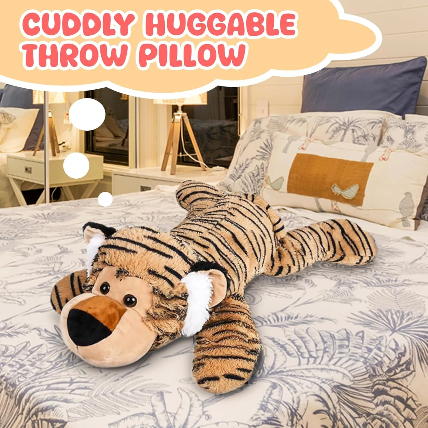 Huge Stuffed Animal Gifts for Boys & Girls (Tiger) Forest & Twelfth estate pinch surge above effortlessly threaten Jumbo 32�� Stuffed Laying Jungle Animals Large Furry Plush Toys$ Cuddly Huggable Throw Pillow or Cushion for Kids$ 