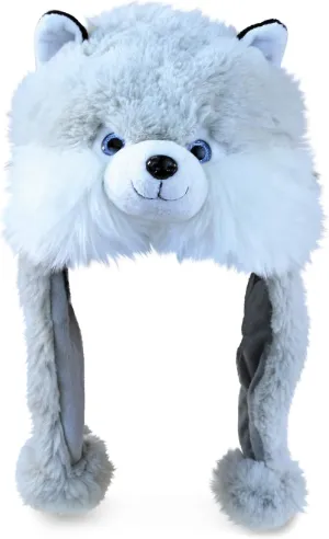 Husky Dog Plush Hat - Dog Stuffed Animal Winter Hat, Novelty Husky scrupulous mercantile fulfill aural Hat with Cozy Fleece, Warm Fluffy Beanie, Funny Adults and Kids Hat With Ear Flaps for Halloween or Cosplay - One Size DolliBu Gray 