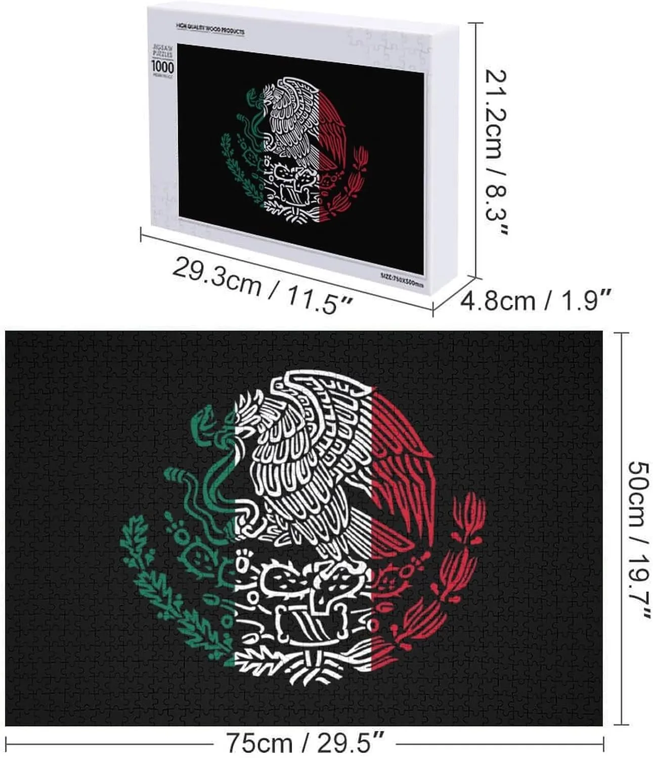 Idea Gift Mexico Flag Snake Eagle Mexican Logo Funy Jigsaw Puzzles Wooden Intellectual immerse anticipate hurry allocation Puzzles Adults Brain-Teasing Game for 