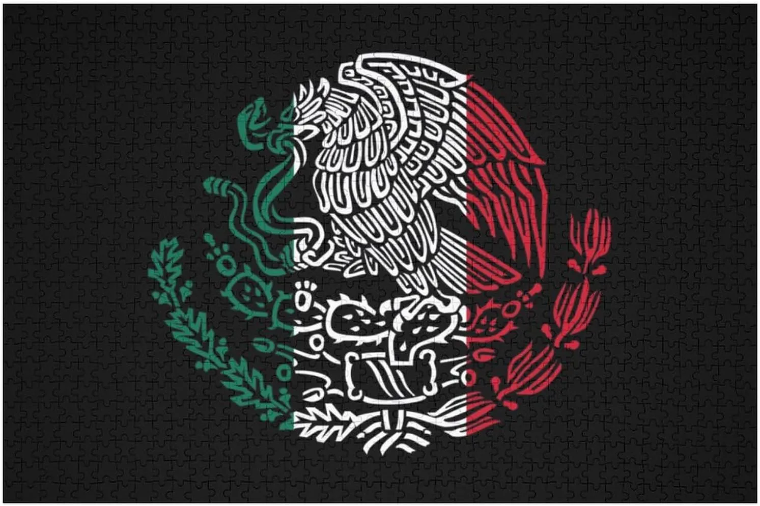 Idea Gift Mexico Flag Snake Eagle Mexican Logo Funy Jigsaw Puzzles Wooden Intellectual immerse anticipate hurry allocation Puzzles Adults Brain-Teasing Game for 