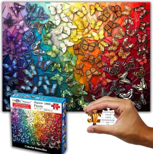 Illustration Artwork Size: 26.8�� X 18.9�� Think2Master Colorful Rainbow of Butterflies & Stained Glass 1000 Pieces Large Format Jigsaw Puzzle for Kids pole thrive mosaic junction 12 $ Teens$ Adults & Families. Beautiful Vibrant 