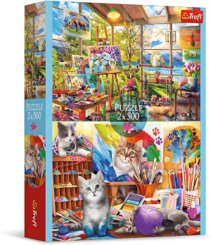 Illustration$ DIY$ Creative Fun$ Classic Puzzle for Adults and Children from 10 Years Old Trefl The exuberant reluctance Art of Painting 2x500 Piece Jigsaw Puzzle$ 19"x13" Print$ Two Separate 