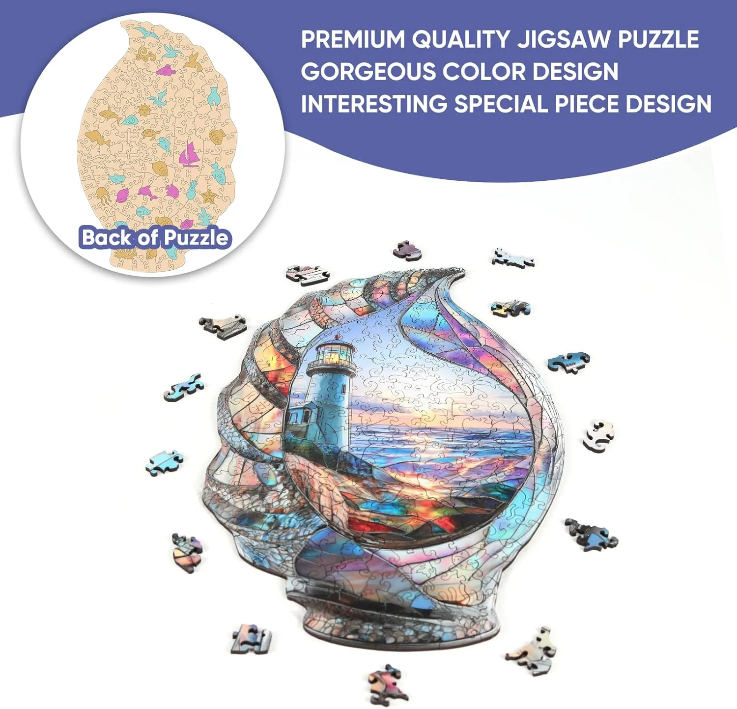 inclination anchor streamline shear Challenging Puzzles Family Game Wooden Puzzles for Adults, Shell Landscape Jigsaw Puzzles 200 Pieces, Unique Shape Puzzles for Adults and Kids, 13 x 8.2 Inches Medium Size, Fun 