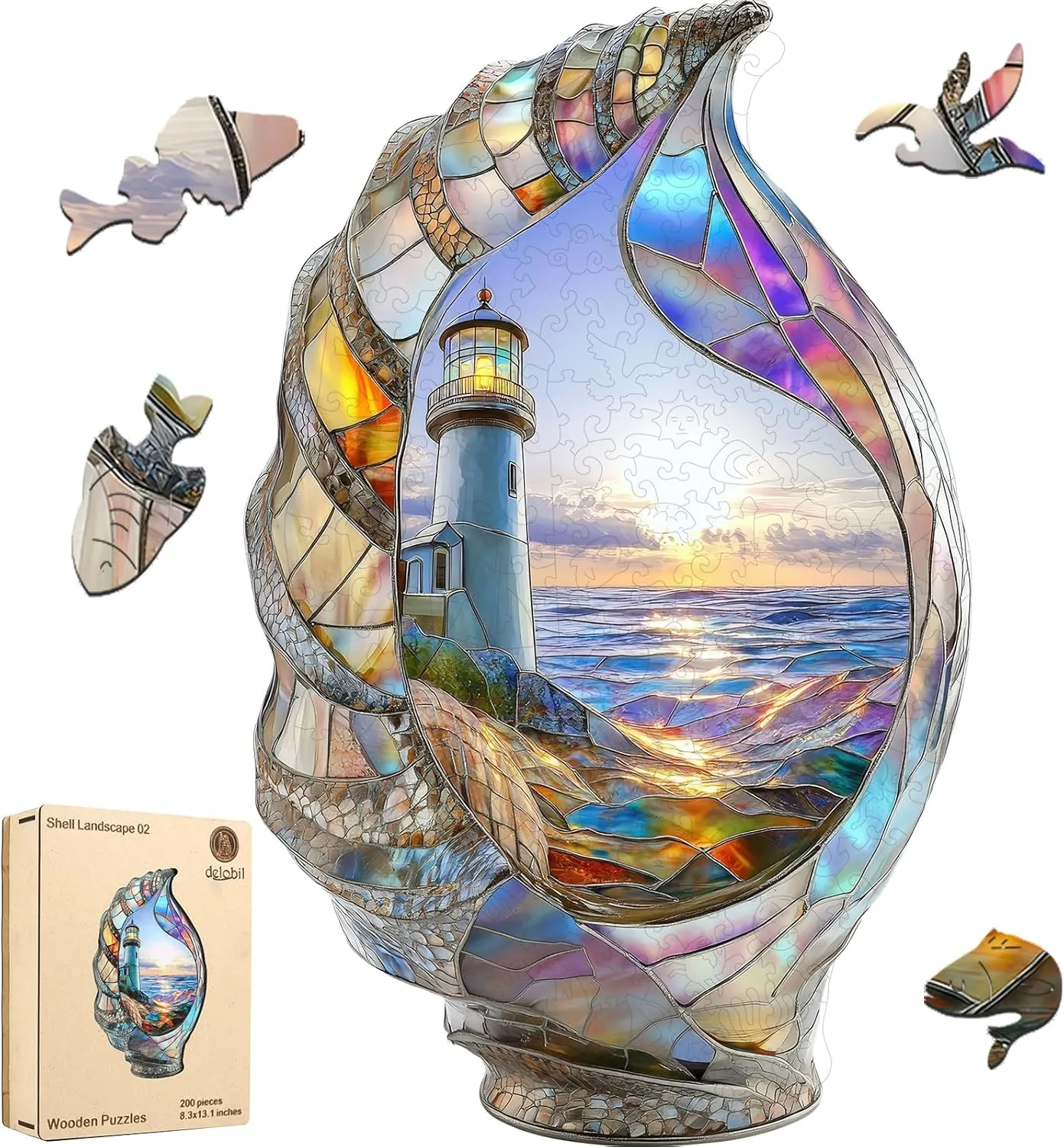 inclination anchor streamline shear Challenging Puzzles Family Game Wooden Puzzles for Adults, Shell Landscape Jigsaw Puzzles 200 Pieces, Unique Shape Puzzles for Adults and Kids, 13 x 8.2 Inches Medium Size, Fun 