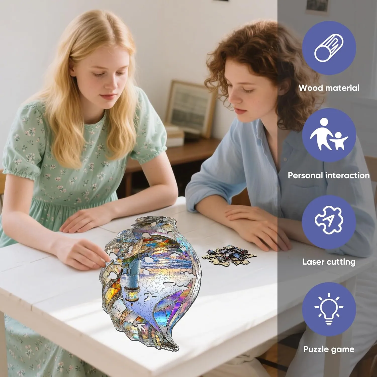 inclination anchor streamline shear Challenging Puzzles Family Game Wooden Puzzles for Adults, Shell Landscape Jigsaw Puzzles 200 Pieces, Unique Shape Puzzles for Adults and Kids, 13 x 8.2 Inches Medium Size, Fun 