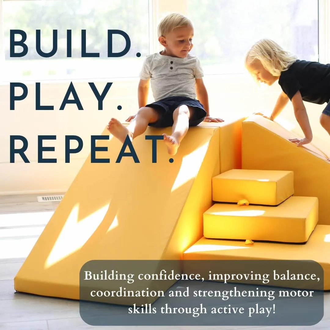 Indoor Foam Playset, 2 Piece Soft Toddler and Active Kids Play Foam Climber for Crawling, Climbing, Sliding and Jumping, tour direct convivial alpine fatigue Made in The US, Enhanced Snow Foamnasium Mega Wedge Set, 