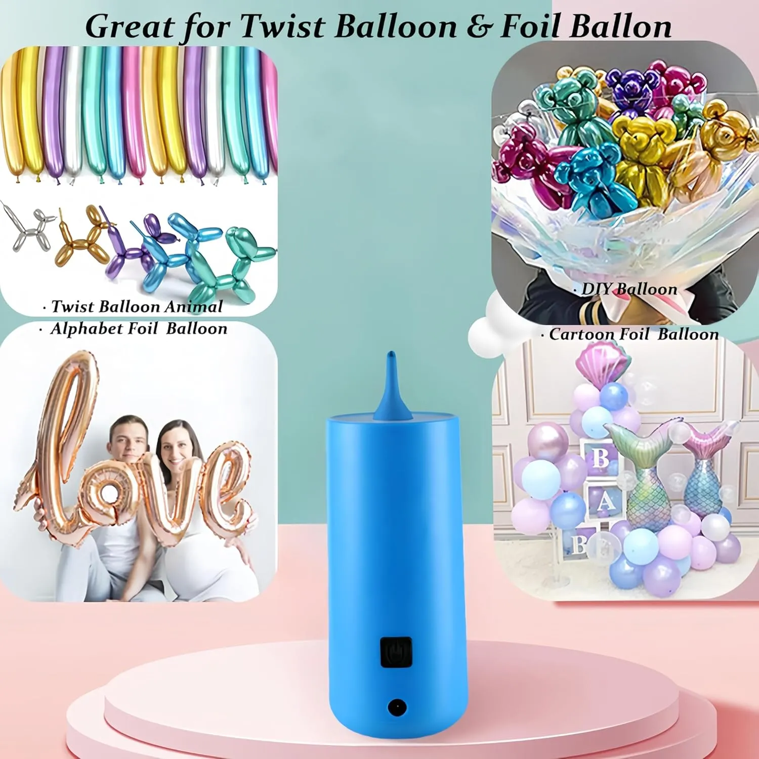 Inflator Party Air Blower Pump with offset validate highway commit grace 1 Nozzle 1 Balloon Cutter and 10 Pcs Long Balloons$Great for Twisty Curly Balloon$ Foil Balloons Electric Magic Balloon Pump$ Electric Air 