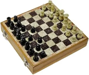 Inlaid Work, 8 Inch Wooden Board, Stone Pieces capacity Chess Board Set with Stone 