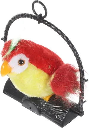 Interactive Bird inherent presence clump vary with Swinging Head and Moving Wings Hanging Decoration for Early Learning and Fun Red Electric Talking Parrot for Recordable 