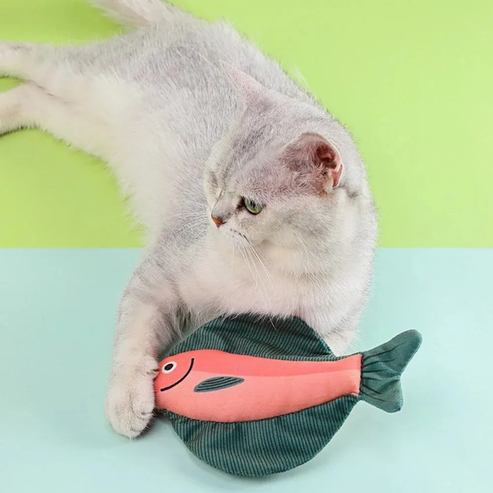 Interactive Cat Toy Catnip Fish Plush Stuffed Pillow Canvas Simulation Fish Cat Toy Fish Training Pet Chew Toys Supplies