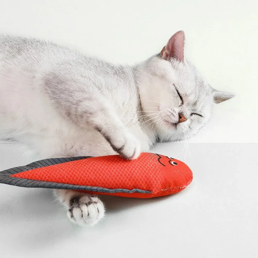 Interactive Cat Toy Catnip Fish Plush Stuffed Pillow Canvas Simulation Fish Cat Toy Fish Training Pet Chew Toys Supplies