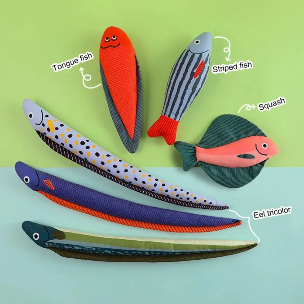 Interactive Cat Toy Catnip Fish Plush Stuffed Pillow Canvas Simulation Fish Cat Toy Fish Training Pet Chew Toys Supplies