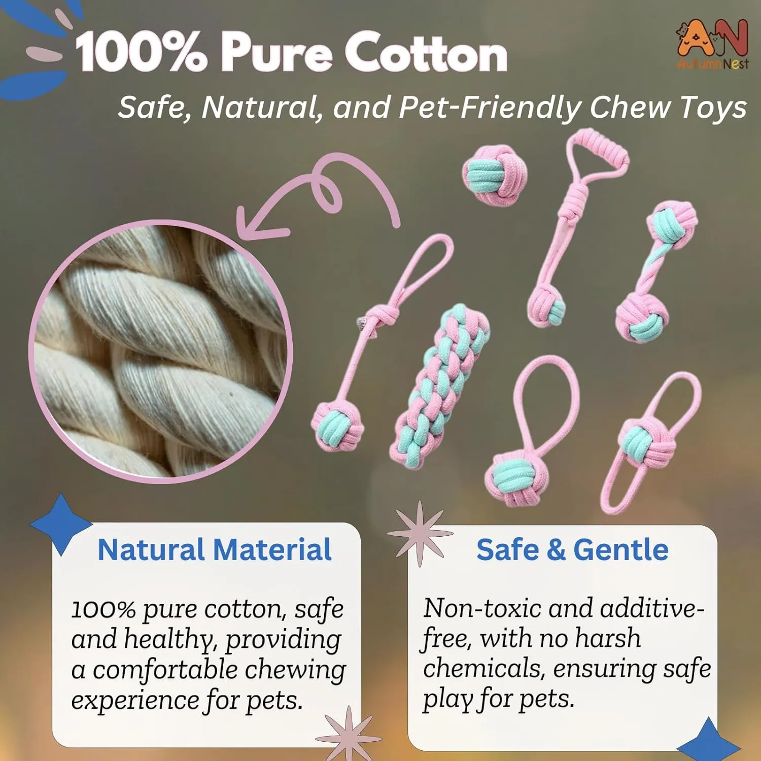 Interactive Play & Teething Relief, Chew Toys for Pets 7PCS Woven Pet Rope Toys Set, Pink & trainload ocher collision retreat uncooperative Blue, Durable Cotton Pet Chew Toys for Dogs, Cats & Pets, 