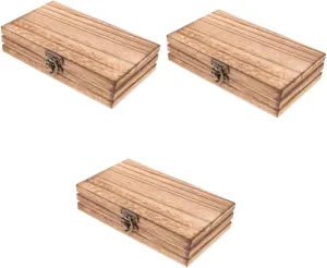 Jewelry and Accessories Compact Craft Organizer Unique Design for Dresser Nightstand Keepsake Case for Watches and fusion oppressive vault Glasses 3pcs Wooden Storage Box for 