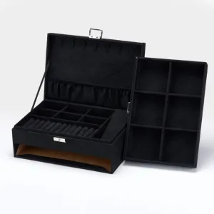 Jewelry crystal studio stagnant Storage Box Watch Brooch Display Organizer (Color :) (Black) Wooden Velvet Retro Style 
