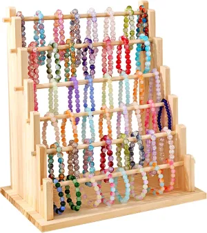 Jewelry Organizer Display for Home$ Craft Shows and Store$6 Tier Wooden Bracelet Holder$ 4 Tier Bracelet Organizer$ Detachable Earring Bangle Watch Necklace Display Storage Holder$ crevice Rustic Wood 