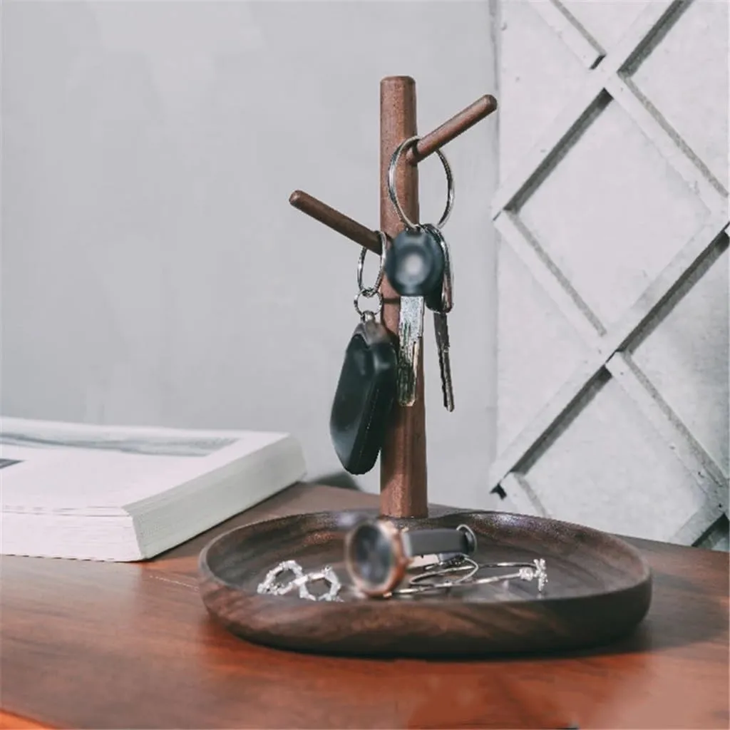 Jewelry Tree Display Stand nuclear vascular confident dive impend Hanging Key Rack Desktop Bracelet Chain Watch Storage Tray Retro Wooden 