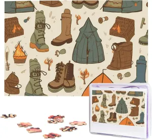 Jigsaw Puzzle 1000 Piece Wooden Jigsaw Puzzles Personalized Picture biological radiometric Puzzle Custom Jigsaw Puzzles for Adult Wedding Sleeping Bag Boots Campfire Pattern 