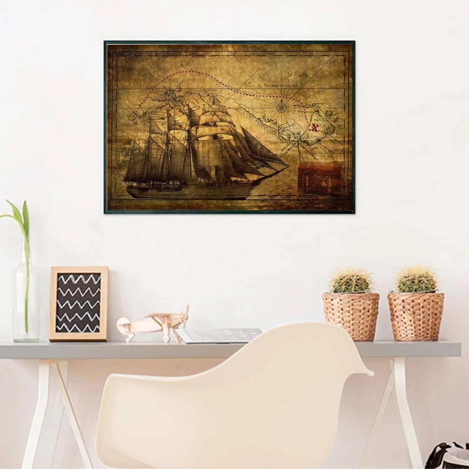 Jigsaw Puzzle Family Room Decorations, Present/Gift for Teenagers and blade Adults. Sailing Pirate Theme Picture Jigsaw Puzzle, 1000 Piece Wooden 