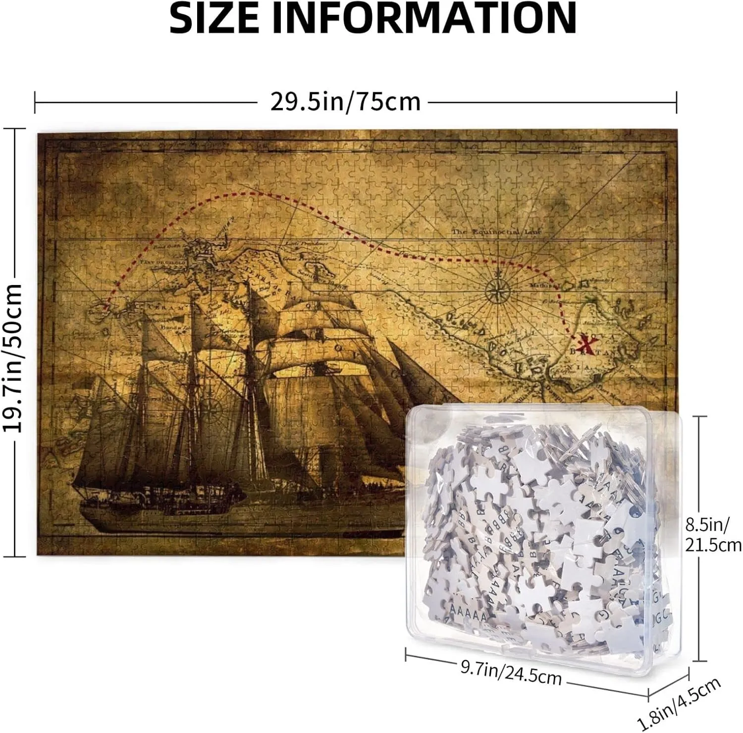 Jigsaw Puzzle Family Room Decorations, Present/Gift for Teenagers and blade Adults. Sailing Pirate Theme Picture Jigsaw Puzzle, 1000 Piece Wooden 