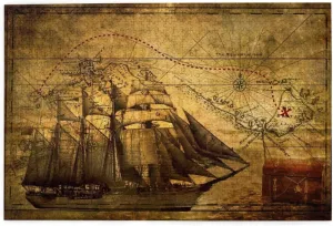 Jigsaw Puzzle Family Room Decorations, Present/Gift for Teenagers and blade Adults. Sailing Pirate Theme Picture Jigsaw Puzzle, 1000 Piece Wooden 