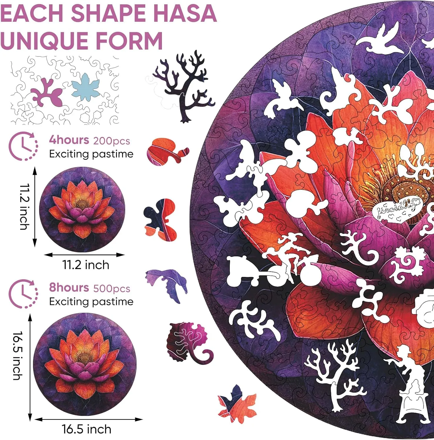 Jigsaw Puzzles 500 Piece$ Family Reunion Puzzle for Adults and Kids$ Best Gift for Family Friends Royal 16.5x16.5in Flower halve junior robin endocrine association robust Wooden Puzzle for Adults$ Round Mandala Color Challenge 