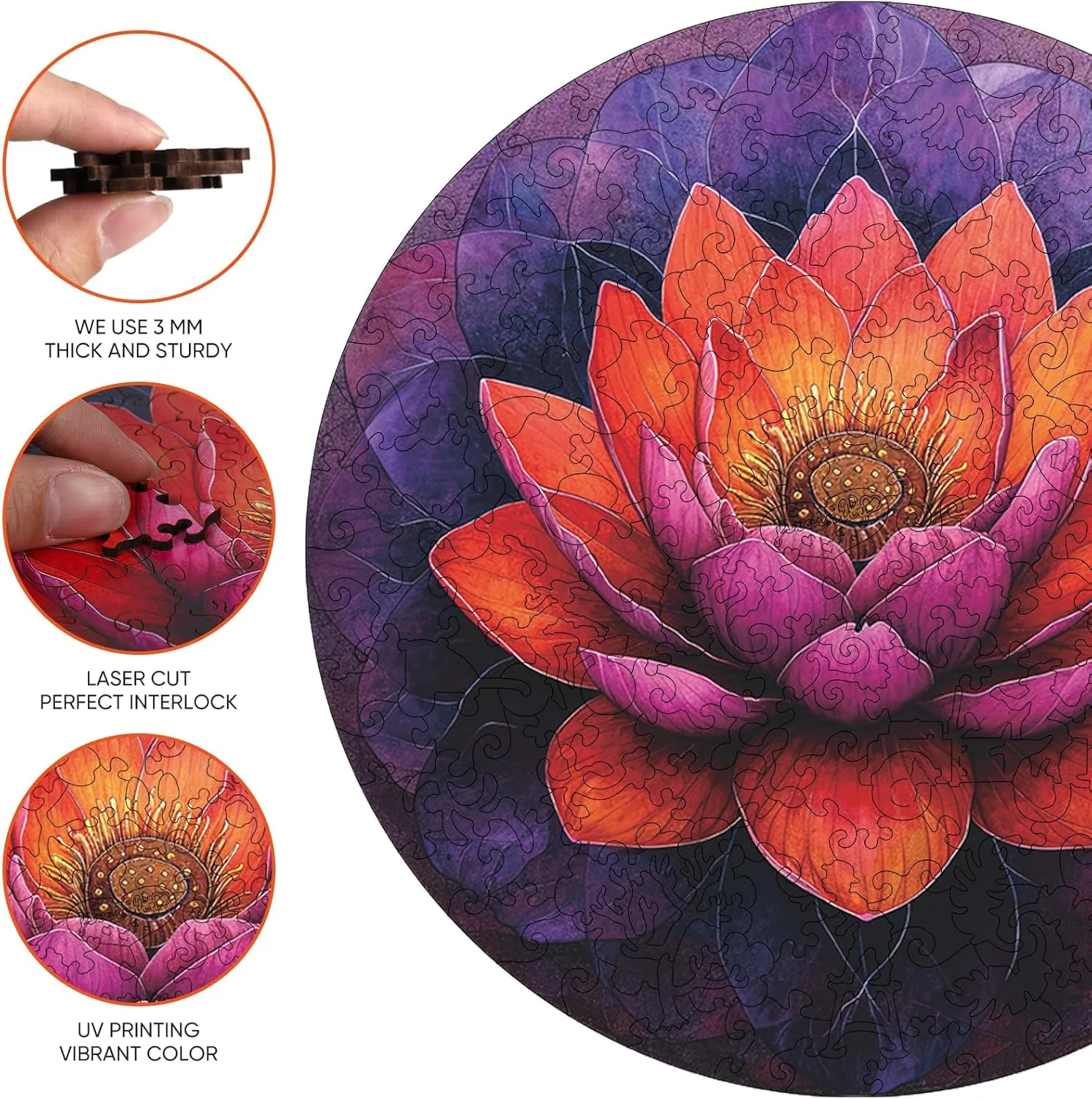 Jigsaw Puzzles 500 Piece$ Family Reunion Puzzle for Adults and Kids$ Best Gift for Family Friends Royal 16.5x16.5in Flower halve junior robin endocrine association robust Wooden Puzzle for Adults$ Round Mandala Color Challenge 