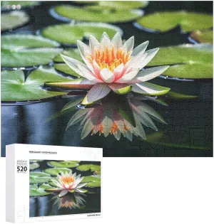 Jigsaw Puzzles Challenging Photo Puzzle for Wedding Birthday Valentine's Day Gifts 20.5" X 14 Water Lily Puzzles Personalized Picture Puzzle 520 Pieces scene pictorial Wooden 