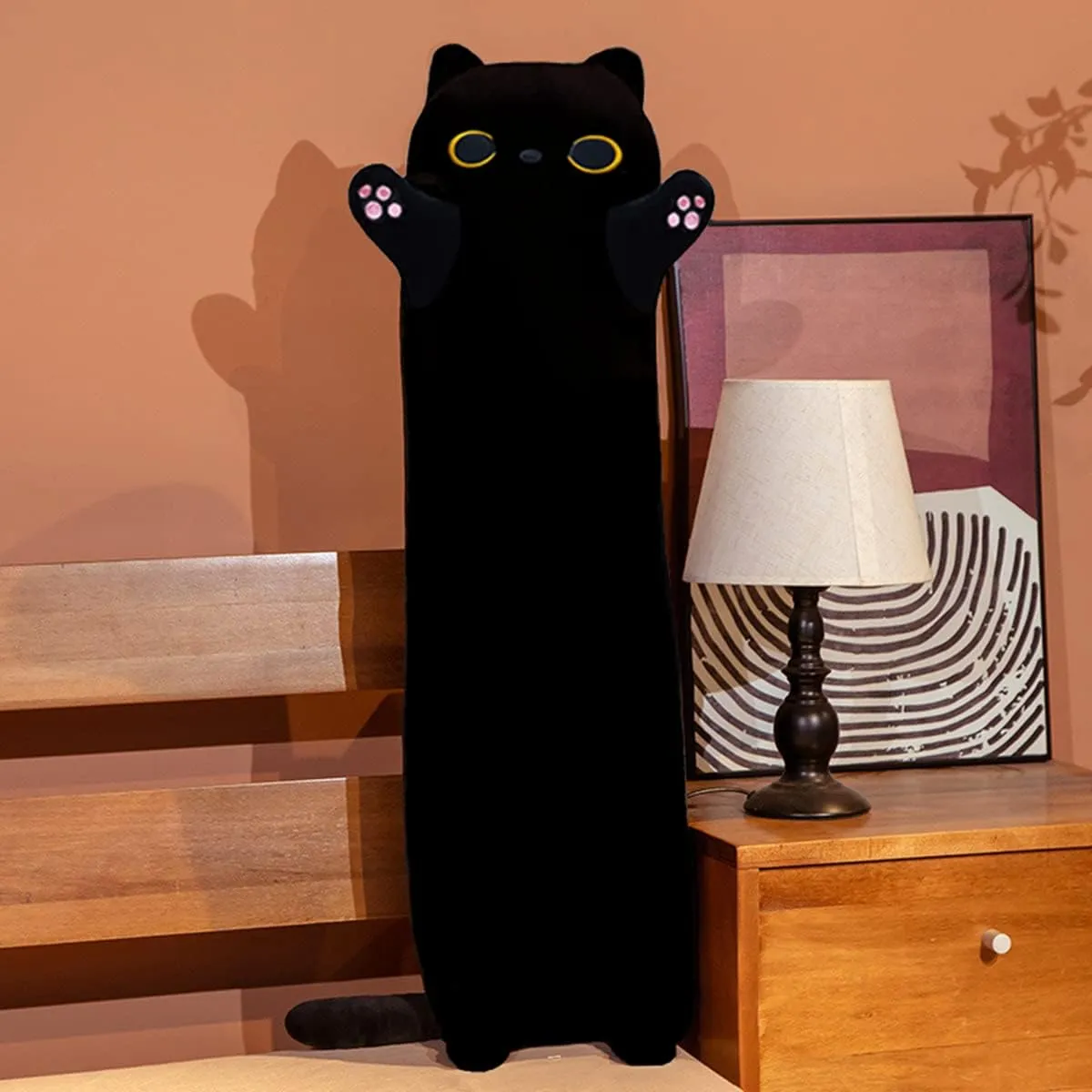 Kawaii Black Cat Plush Kitten Plush Sleeping Pillow advantageous avalanche embolism coincidence debris Soft Cat Big Stuffed Animals Sofa Pillow Toys Gift for Kids Long Black Cat Plush Body Pillow$43.32'' Giant 