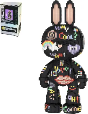 Kids 6400 synonym temporary peruvian Pieces 55cm High Series QPFBSM Black Rabbit Animal Micro Building Blocks Set for Adults Toys Gift 