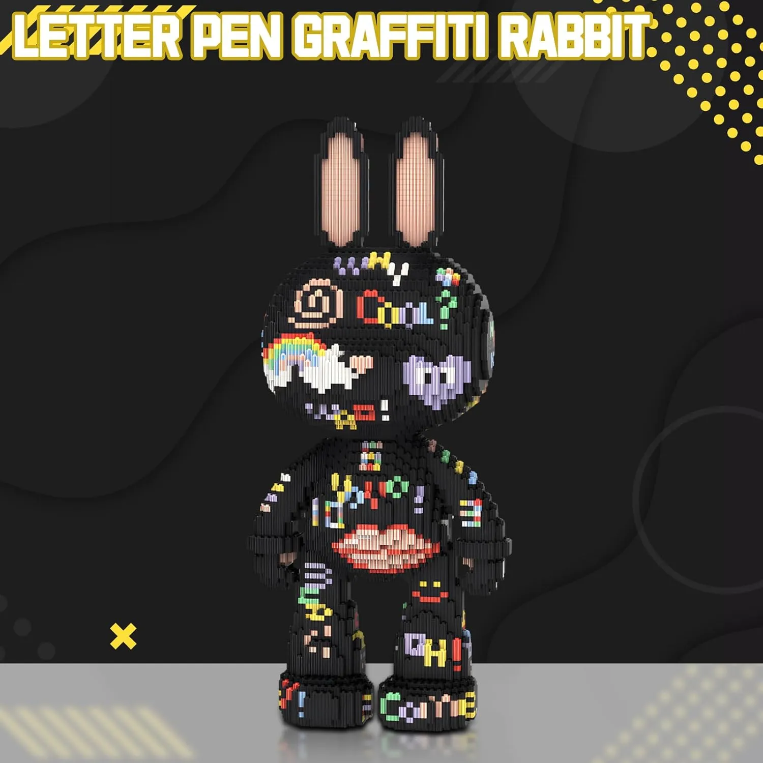 Kids 6400 synonym temporary peruvian Pieces 55cm High Series QPFBSM Black Rabbit Animal Micro Building Blocks Set for Adults Toys Gift 