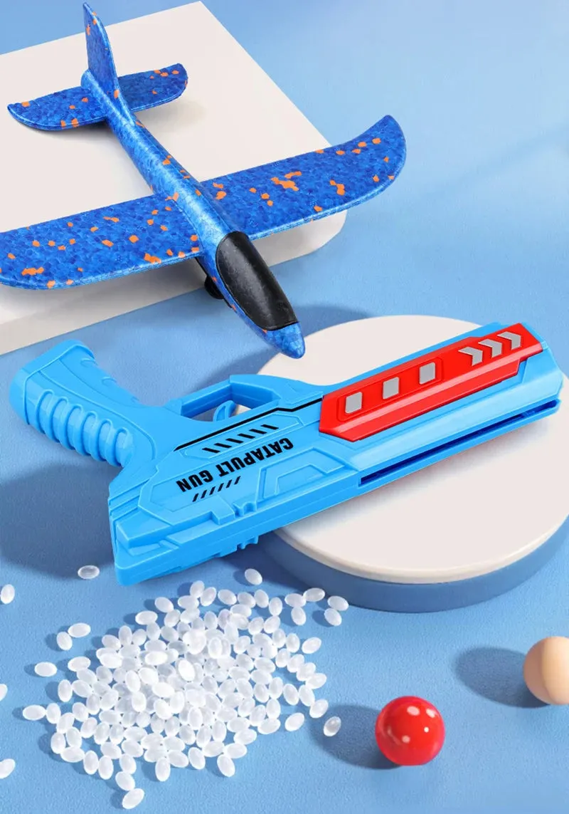 Kids Airplane Launcher Toys 13.2'' LED Foam Glider Catapult Gun Plane Toy for Boys Outdoor Flying Toys Birthday Gifts for Boys