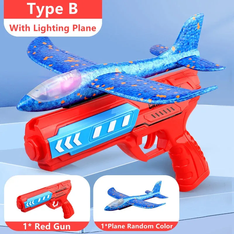Kids Airplane Launcher Toys 13.2'' LED Foam Glider Catapult Gun Plane Toy for Boys Outdoor Flying Toys Birthday Gifts for Boys