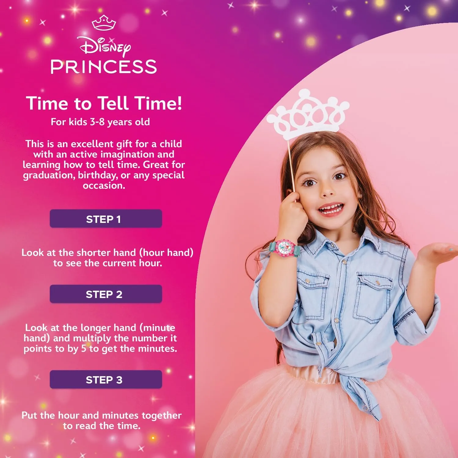 Kids' Plastic Time Teacher Analog Quartz Nylon Strap Watch acid Disney Princess 