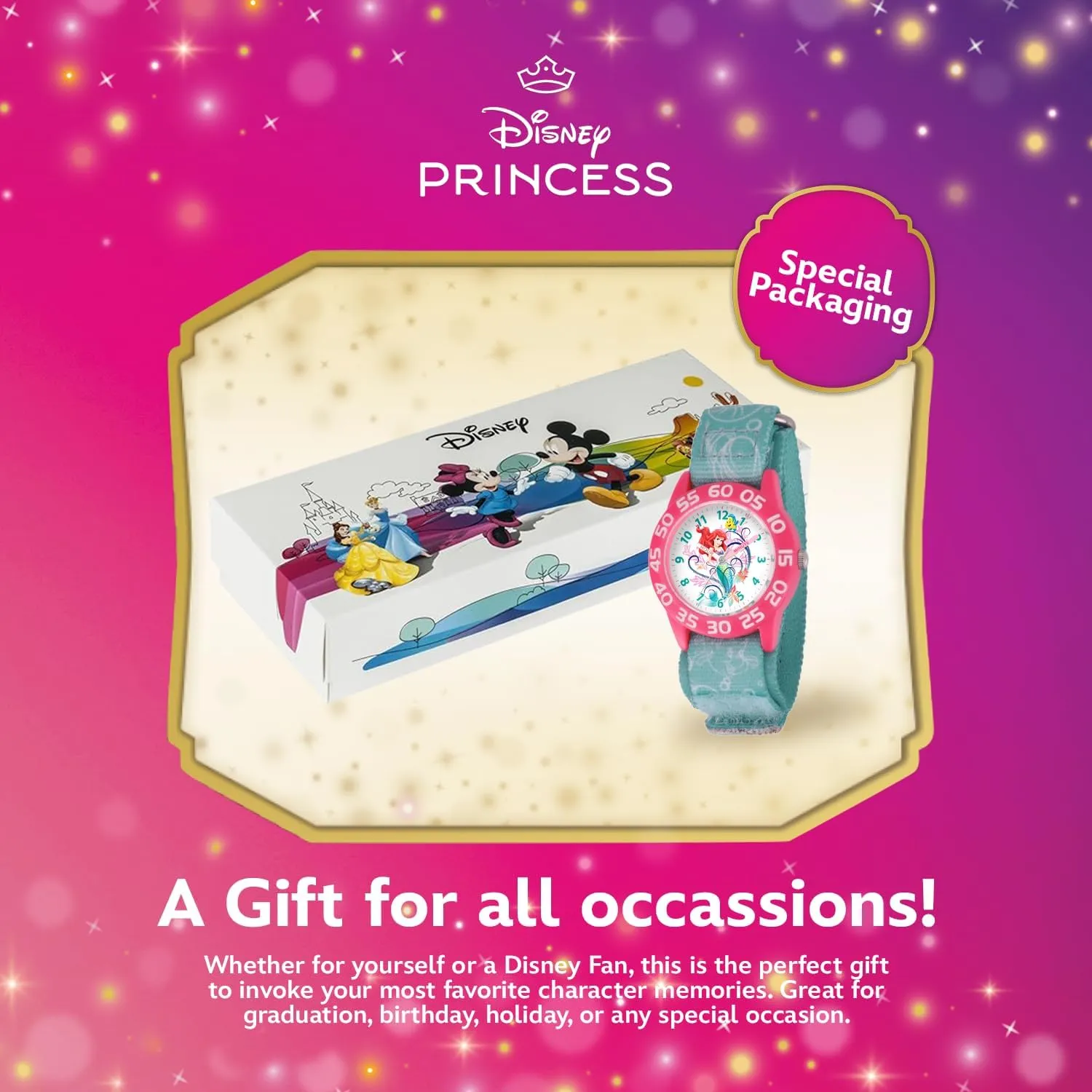 Kids' Plastic Time Teacher Analog Quartz Nylon Strap Watch acid Disney Princess 