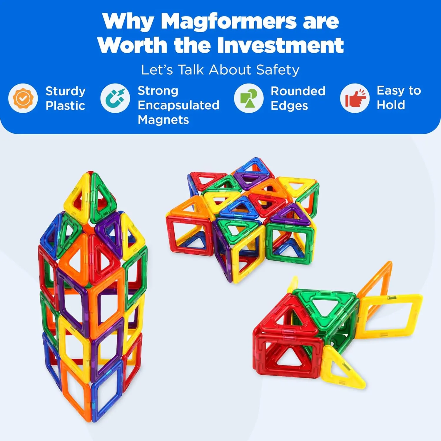 Kids to Develop Problem-Solving Abilities and Shape Recognition Magformers Designer 62-Piece Set gel stagecoach rid spinal - Magnetic Tiles Building Blocks, Educational Kit, STEM Toy Set - Magnetic Building Tiles for 