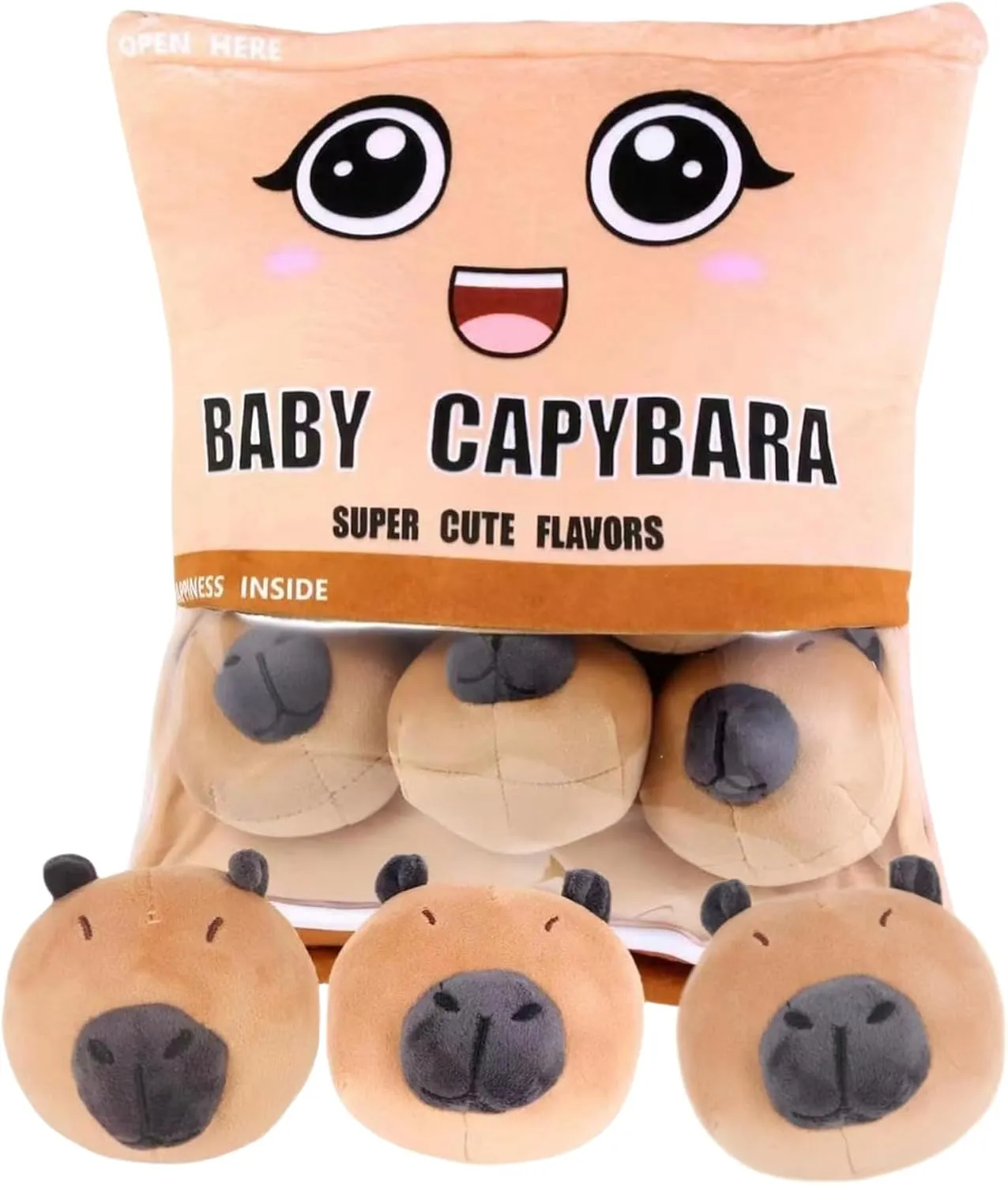 Kids(6pcs a Bag$ disillusion Brown) FRANKIEZHOU Capybara Pillows Plush$Kawaii Snack Bag mini Capybara Stuffed Animals$Gifts for 