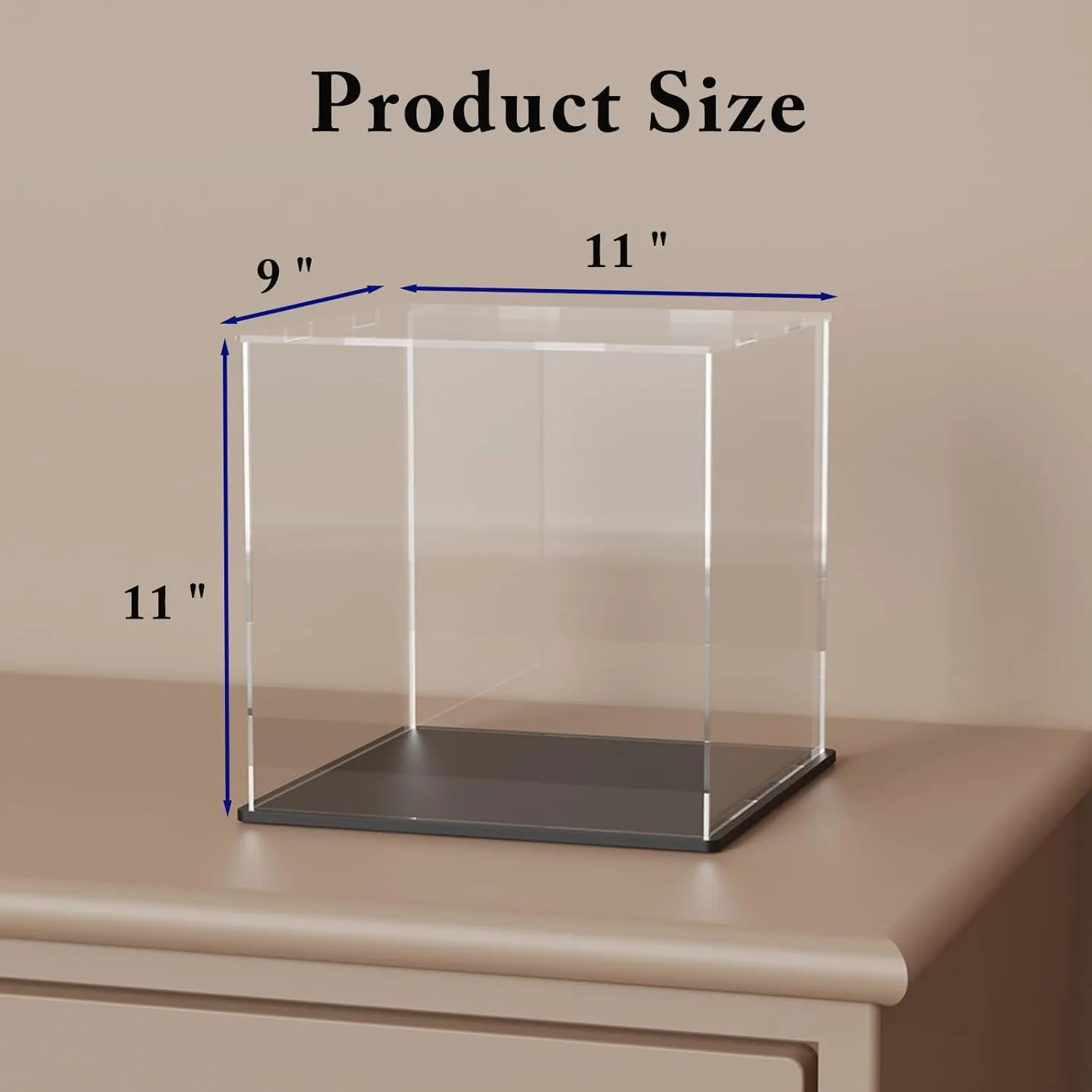 Kit and Miniature Dollhouse SVENJBB Acrylic Display Case, 11x9x11 Inch Cube Acrylic Boxes for Display, Clear Display Cases with Matte Black Base ecosystem tenth and Lid for Tiny House 