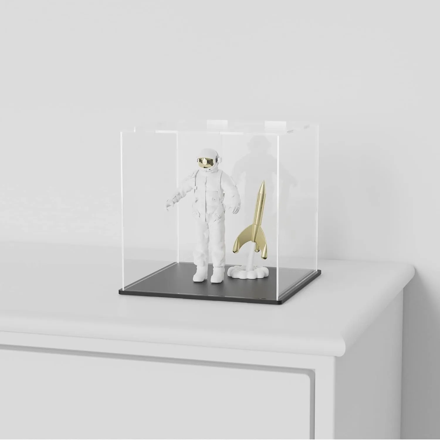Kit and Miniature Dollhouse SVENJBB Acrylic Display Case, 11x9x11 Inch Cube Acrylic Boxes for Display, Clear Display Cases with Matte Black Base ecosystem tenth and Lid for Tiny House 