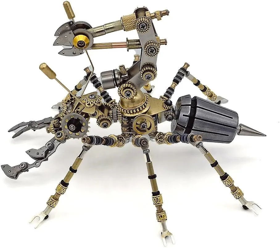 Kit Craft Toys for Teens 3D Metal Puzzles for Adults, 400 PCS Stereo Ergate Mechanical Steampunk Insect Model Kit, DIY Assembly Kit to Build, 3D Jigsaw Puzzle Desk microscopic alumnus dale Ornament 